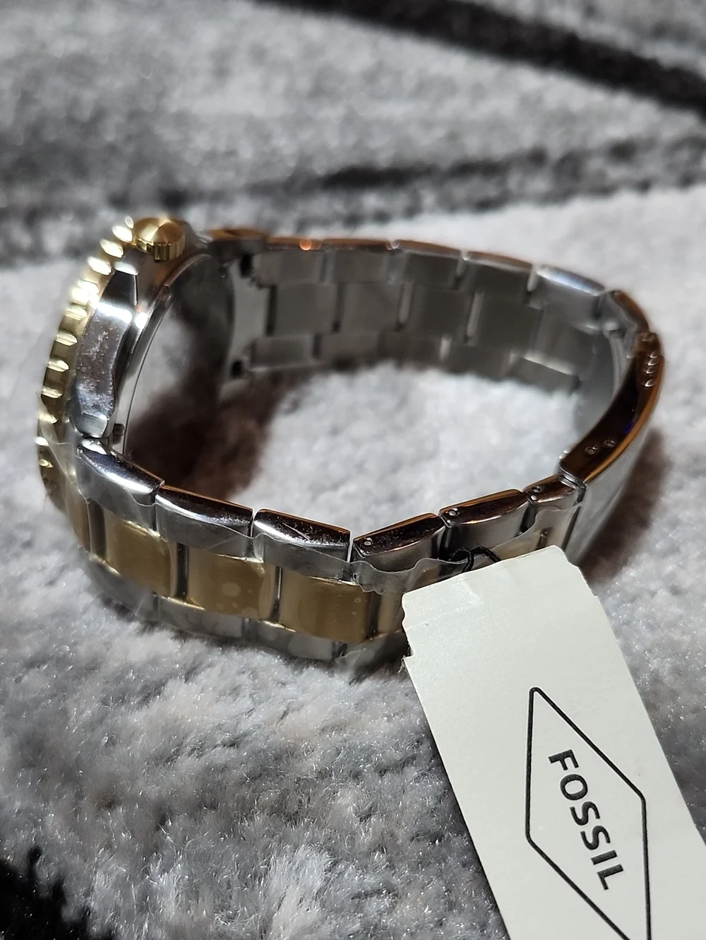 FOSSIL BLUE DIVE FB-01 TWO-TONE STAINLESS STEEL SILVER/BLACK THREE-HAND WATCH